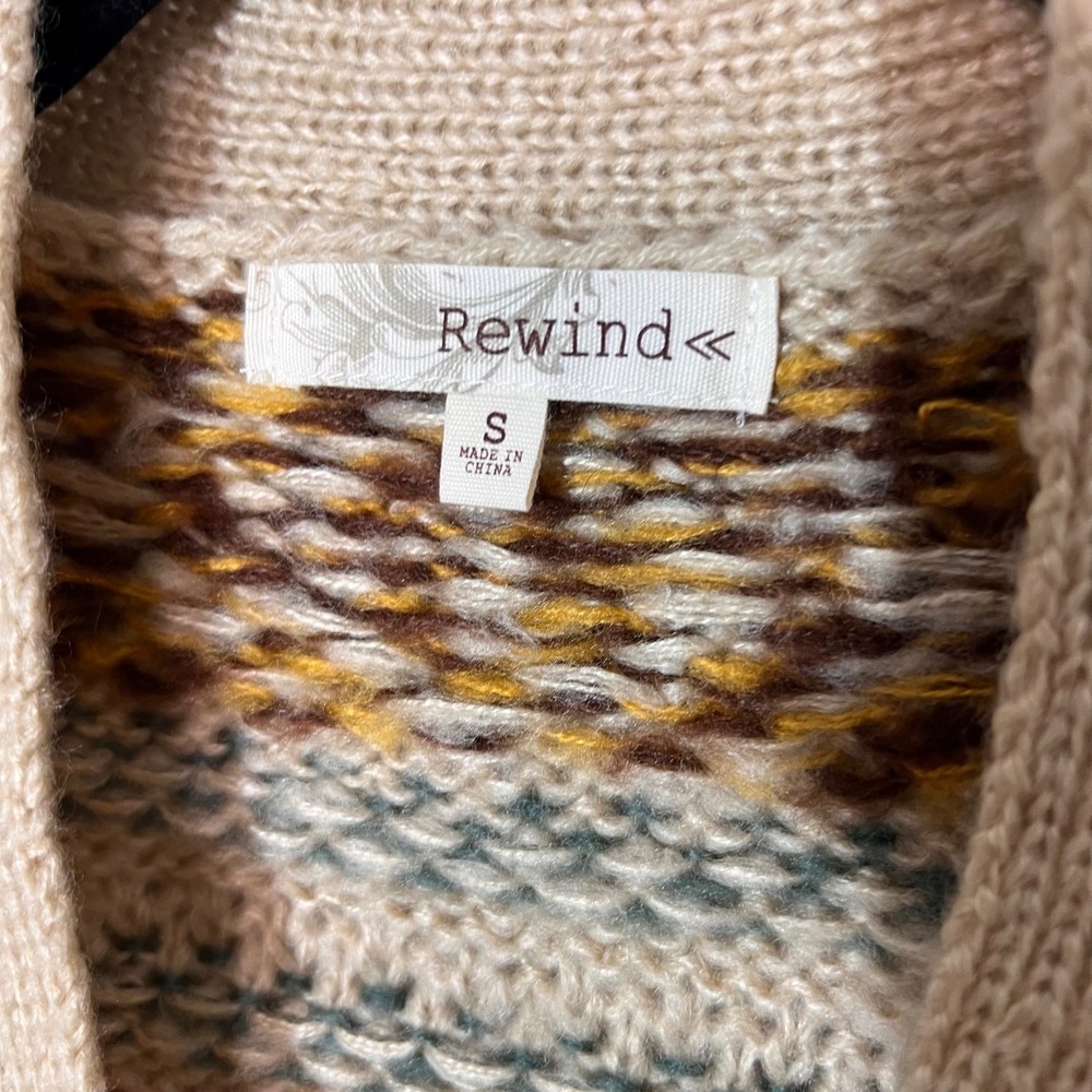Rewind‎ Womens Fair Isle Vintage-Inspired Toggle Button Cardigan Neutral Small - Picture 3 of 12